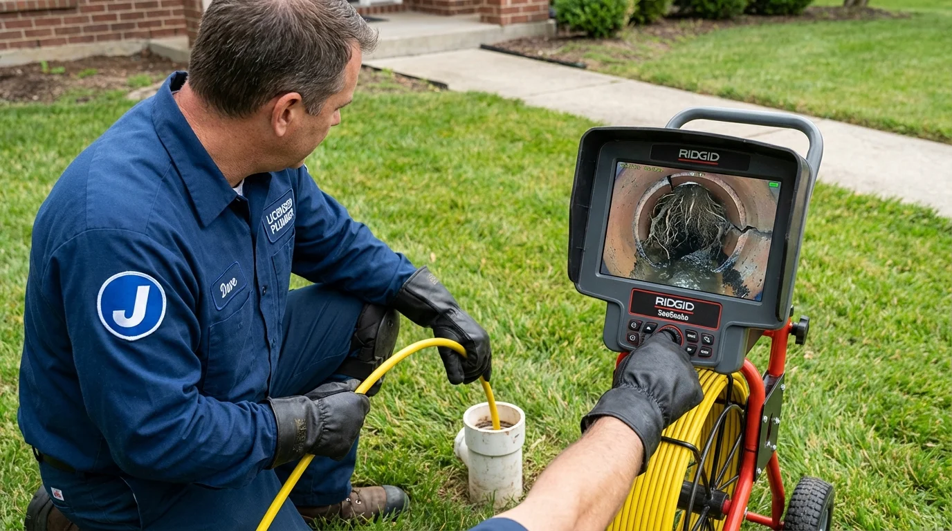 Sewer camera inspection being performed by Johns Plumbing LLC in Middleville