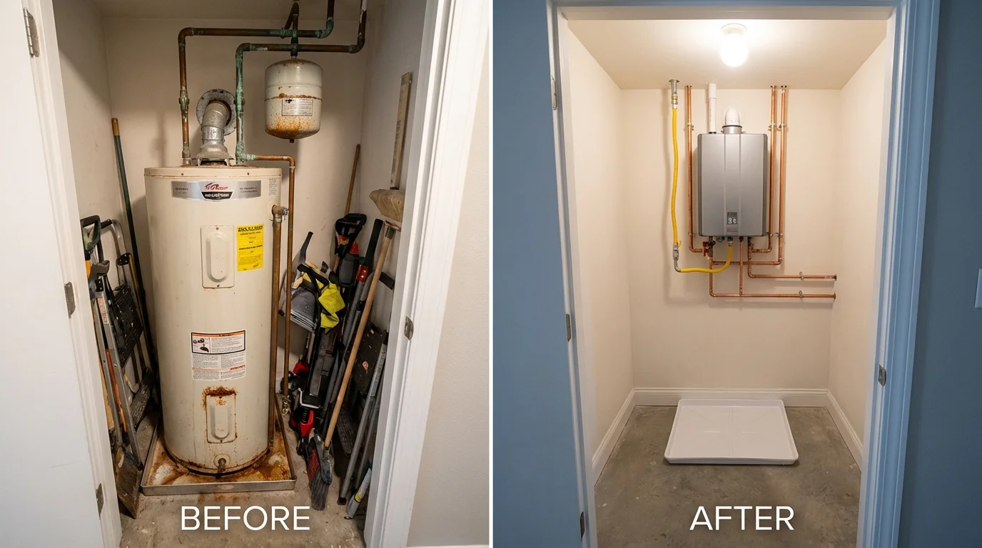 Tank water heater versus wall-mounted tankless unit comparison for Middleville, MI homeowners